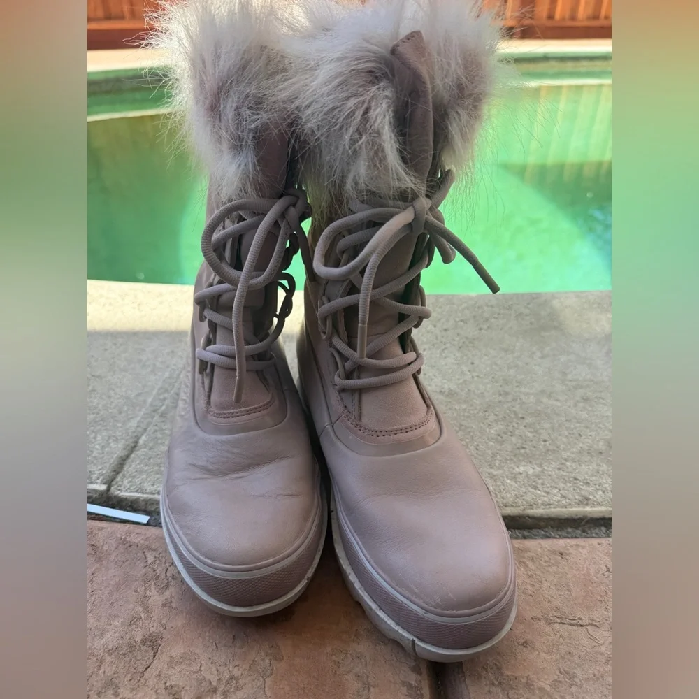 Sorel Taupe Fur-Trimmed Winter Boots